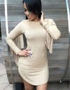 Rochie Bej cu Franjuri LC22488B1 Rochie Bej cu Franjuri LC22488B1